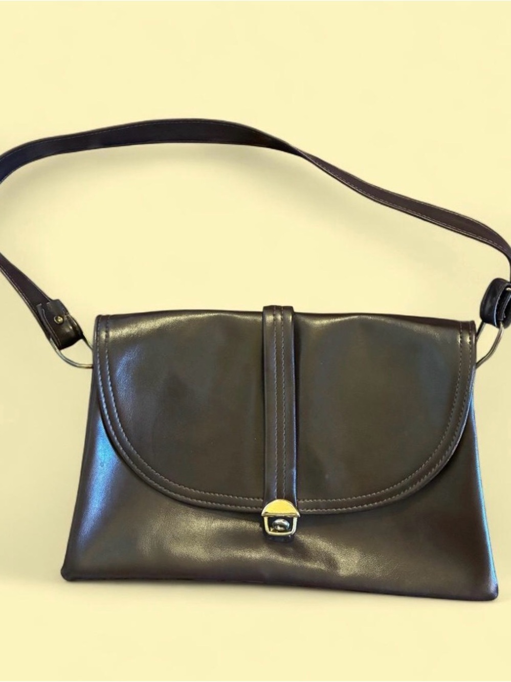 Classic Dark Brown Leather Shoulder Bag